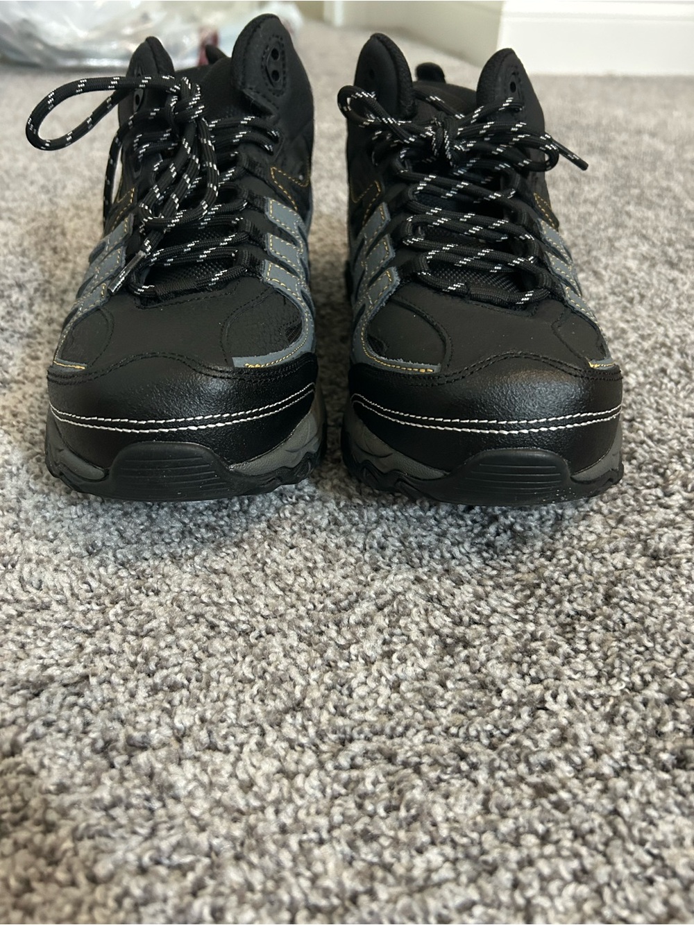Skechers Men's Black & Gray Lace-Up Steel Toe Boots